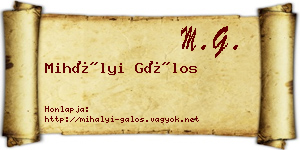 Mihályi Gálos névjegykártya